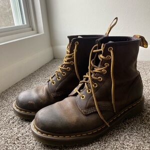 Dr. Martens Brown Leather Boots with Chunky Sole and 8-Eye Design